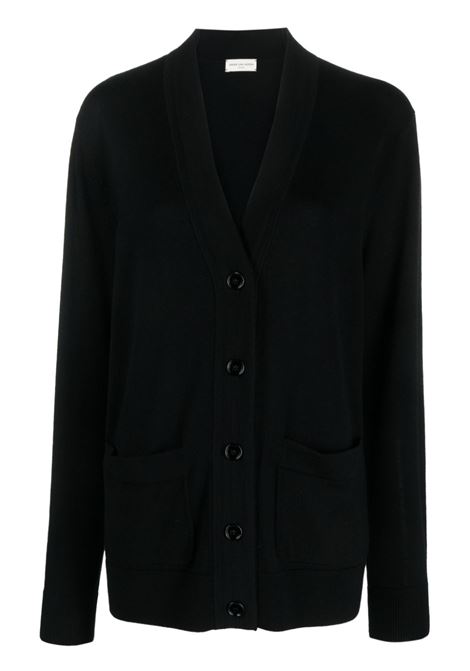 Black tuur fine-knit cardigan - men  DRIES VAN NOTEN | 2320112377700900