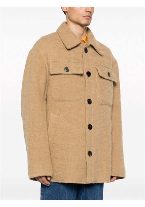 Camel valko brown button-up shirt jacket - men  DRIES VAN NOTEN | 2320205167217102