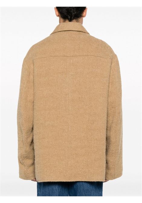 Camel valko brown button-up shirt jacket - men  DRIES VAN NOTEN | 2320205167217102