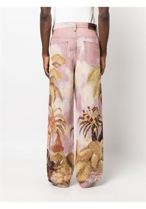 Multicolored pine graphhic-print trousers - men  DRIES VAN NOTEN | 2320209047159305