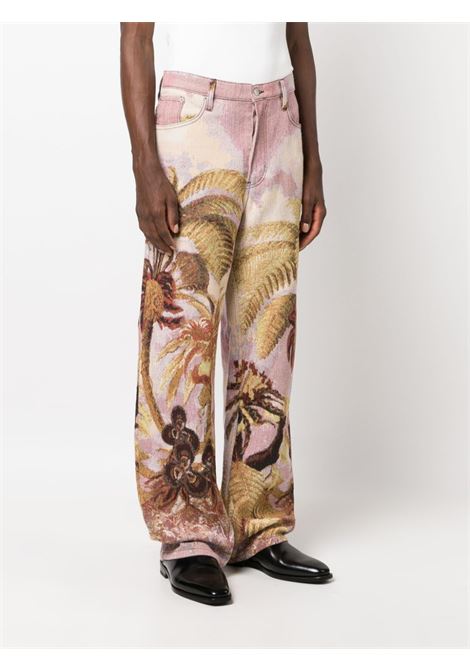 Multicolored pine graphhic-print trousers - men  DRIES VAN NOTEN | 2320209047159305