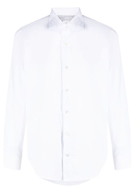 White spread-collar curved-hem shirt - men ELEVENTY | H75CAMH0301