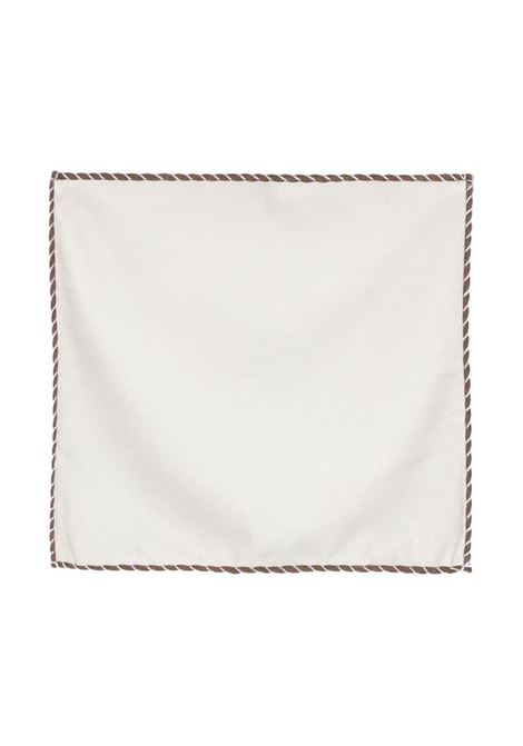 Ivory and brown contrasting-border scarf - women ELEVENTY | H77POCA010005