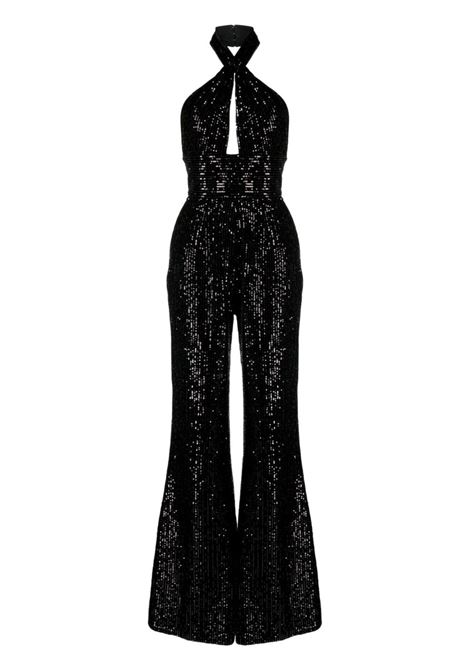 Black sequin-embellished halterneck jumpsuit - women ELIE SAAB | 15467GRNBLK