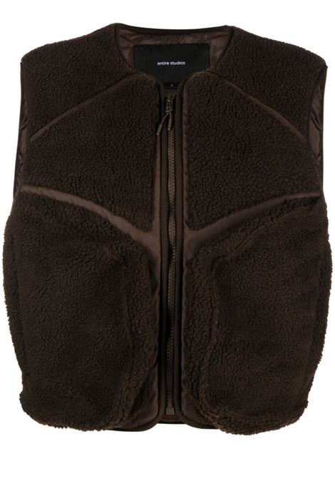 Brown pocket-detail padded gilet - unisex ENTIRE STUDIOS | ES2228BE