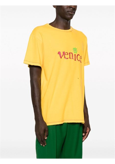 Yellow Venice-print distressed T-shirt - men ERL | ERL07T0012