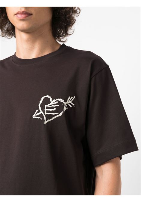 T-shirt ricamo con motivo cuore in marrone - uomo ÉTUDES | H23MM108A00770