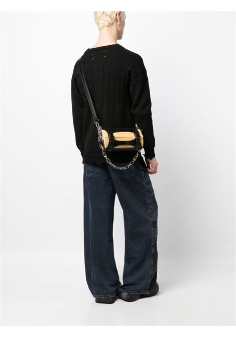Brown and black bamboo tote bag - men FENG CHEN WANG | FUF16AC27BLK