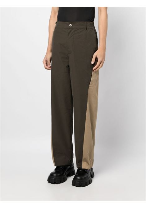 Khaki and beige two-tone straight-leg trousers - men  FENG CHEN WANG | FUF16TR17BKHK