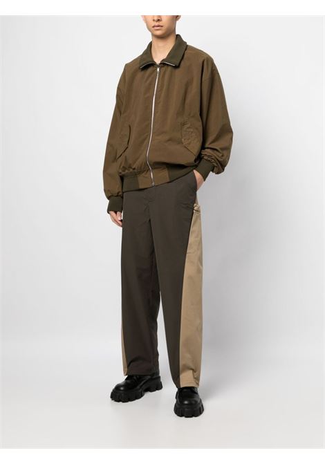 Khaki and beige two-tone straight-leg trousers - men  FENG CHEN WANG | FUF16TR17BKHK