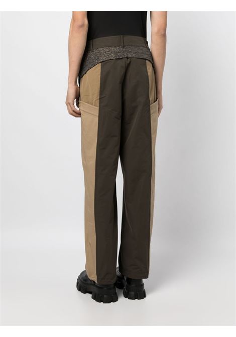 Pantaloni bicolore in beige e khaki - uomo FENG CHEN WANG | FUF16TR17BKHK