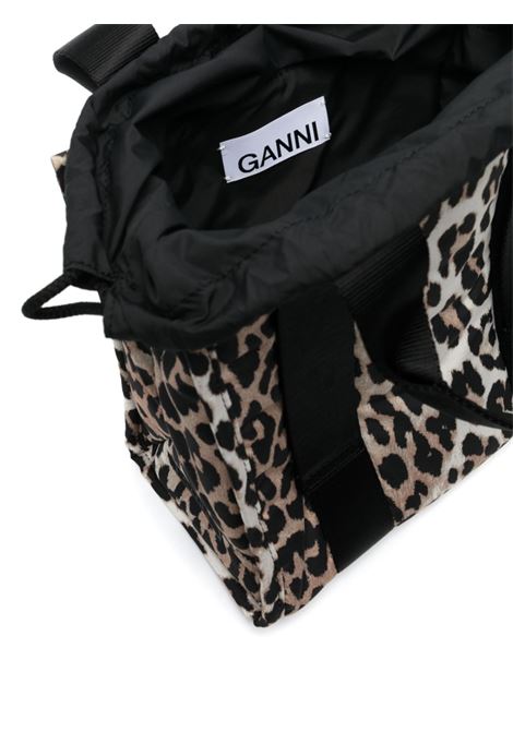 Borsa tote Leopard Tech piccola in nero e bianco - donna GANNI | A4955943