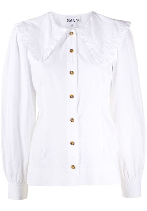 Camicia con collo oversize in bianco - donna GANNI | F5500151