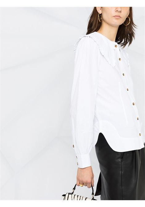 White oversized-collar buttoned shirt - women  GANNI | F5500151