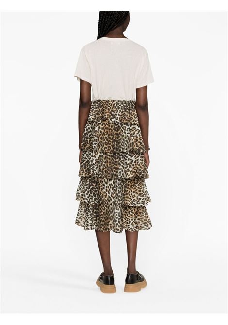 Multicolored leopard-print high-waist skirt - women GANNI | F7911859