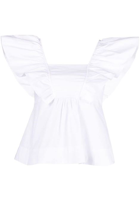 Top con ruches in bianco - donna