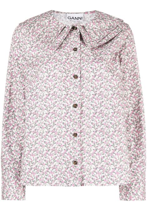 Camicia a maniche lunghe con stampa floreale multicolore - donna GANNI | F8218523