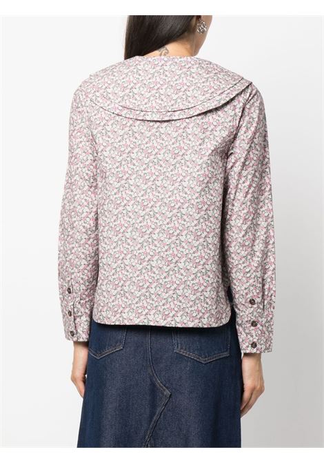 Camicia a maniche lunghe con stampa floreale multicolore - donna GANNI | F8218523