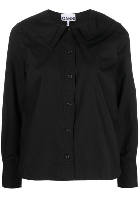 Camicia con colletto a strati in nero - donna GANNI | F8262099