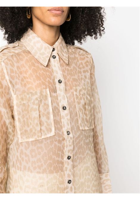 Blusa semitrasparente con stampa leopardata in rosa  - donna GANNI | F8310873