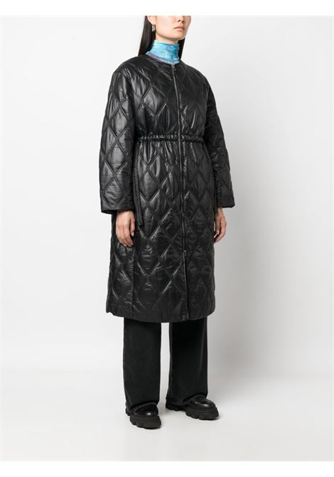 Cappotto con zip trapuntato a rombi in nero - donna GANNI | F8383099