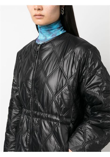 Cappotto con zip trapuntato a rombi in nero - donna GANNI | F8383099