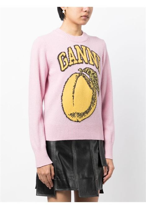 Pink lemon-motif logo jumper - women  GANNI | K1904491