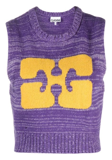 Purple logo-print cropped vest - women  GANNI | K1953520