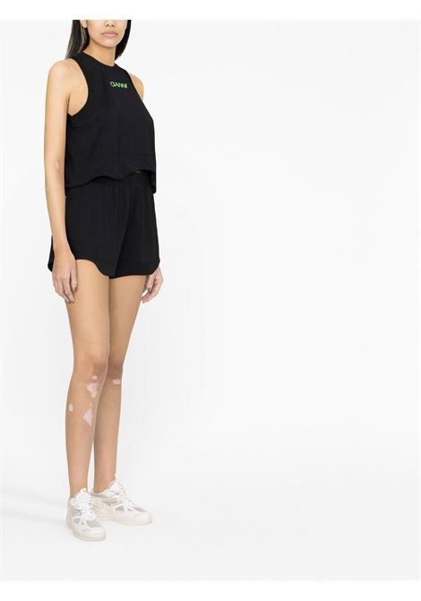 Black recycled draped shorts - women GANNI | T3388099