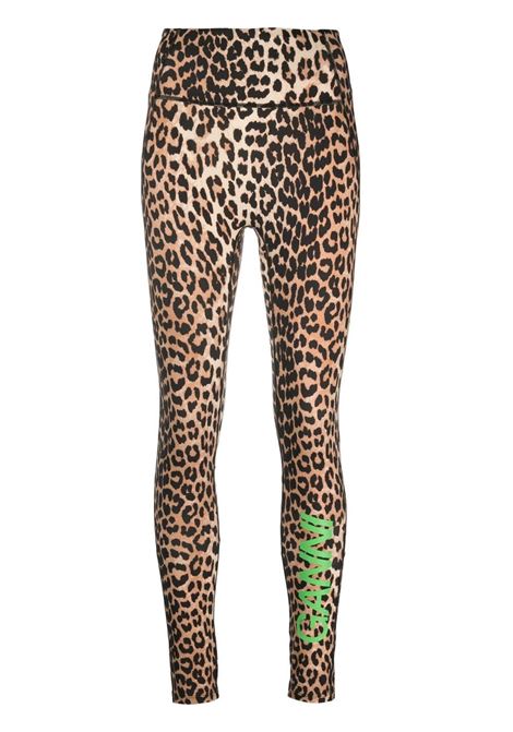 Brown leopard-print high-waisted leggings - women - GANNI ...