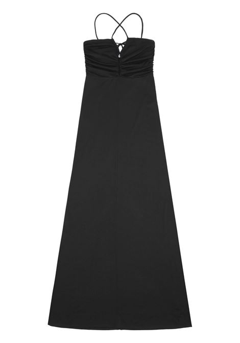 Black crossover-strap gathered maxi dress - women GANNI | T3558099