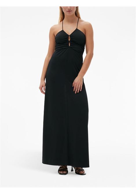 Black crossover-strap gathered maxi dress - women GANNI | T3558099
