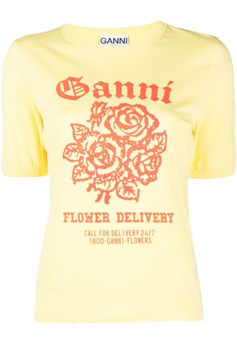 T-shirt con stampa grafica in giallo - donna GANNI | T3631768