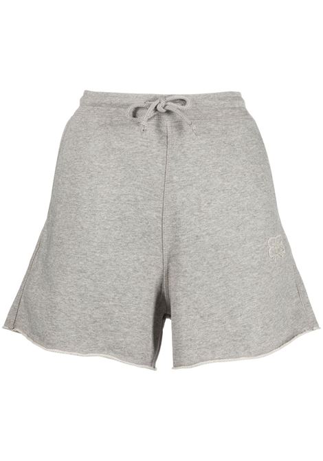Grey embroidered-logo drawstring shorts - women GANNI | T3679921