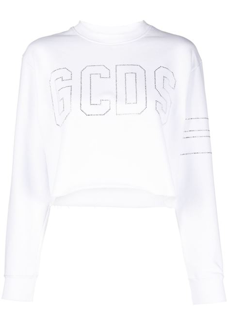 White crystal-logo cropped sweatshirt - women GCDS | CC94W11030501