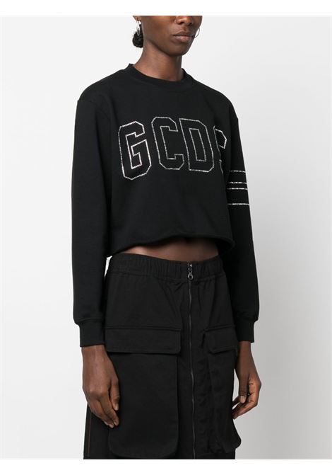 Black crystal-logo cropped sweatshirt - women GCDS | CC94W11030502