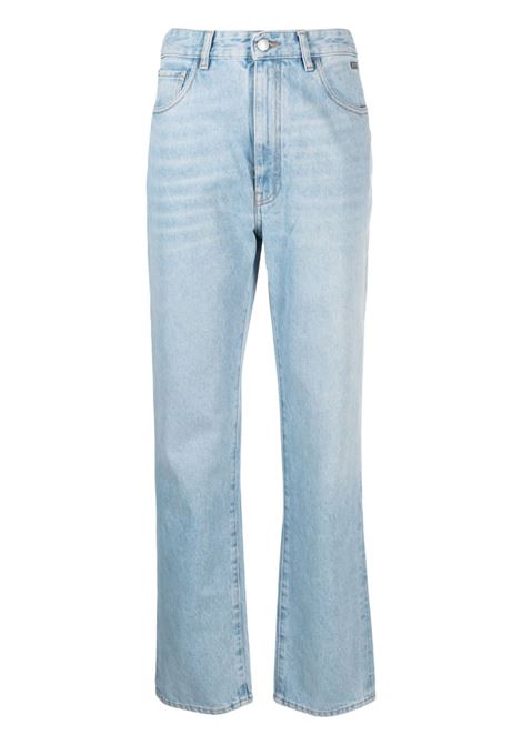 Jeans Choker dritti con strass in azzurro - donna