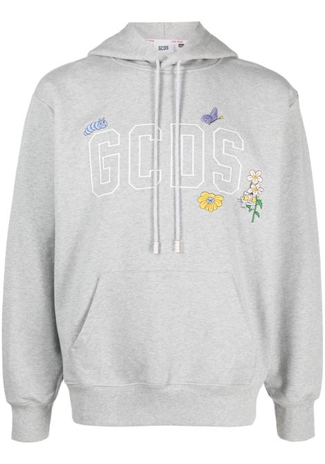 Grey logo-embroidered sweatshirt - men GCDS | FW23M10067110