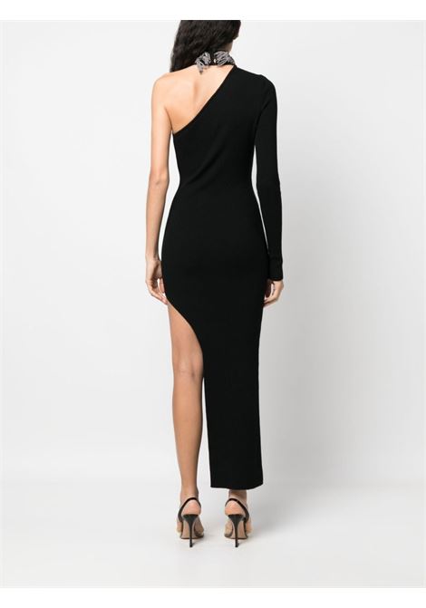 Black bead-embellished ribbed-knit asymmetric dress - women GIUSEPPE DI MORABITO | FW23270KN27610