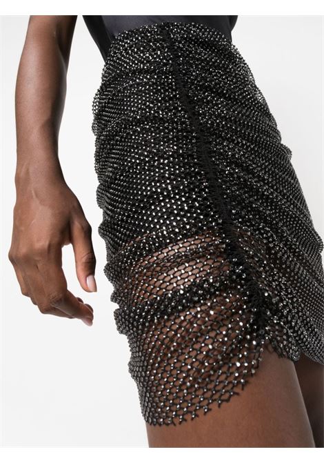 Black rhinestone-embellished mesh miniskirt - women GIUSEPPE DI MORABITO | PF23088SK23110