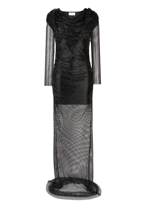 Black rhinestone-mesh draped maxi dress - women  GIUSEPPE DI MORABITO | PF23090LD23110