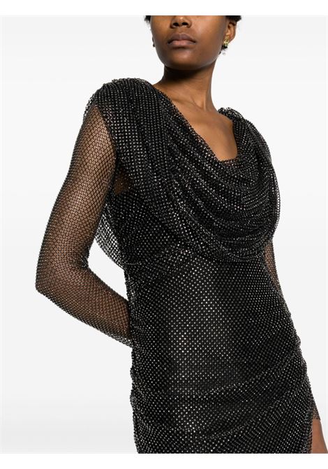 Black rhinestone-mesh draped maxi dress - women  GIUSEPPE DI MORABITO | PF23090LD23110
