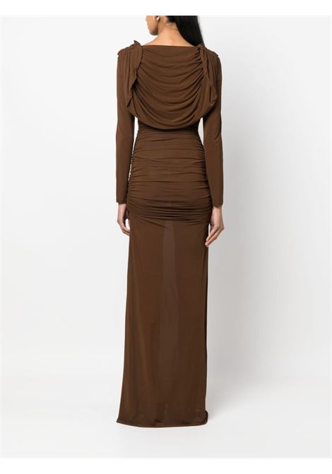 Brown cowl-neck draped maxi dress - women GIUSEPPE DI MORABITO | PF23090LD24303