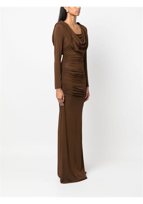 Brown cowl-neck draped maxi dress - women GIUSEPPE DI MORABITO | PF23090LD24303
