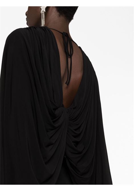 Black floral-appliqu? draped maxi dress - women GIUSEPPE DI MORABITO | PF23091LDF24310