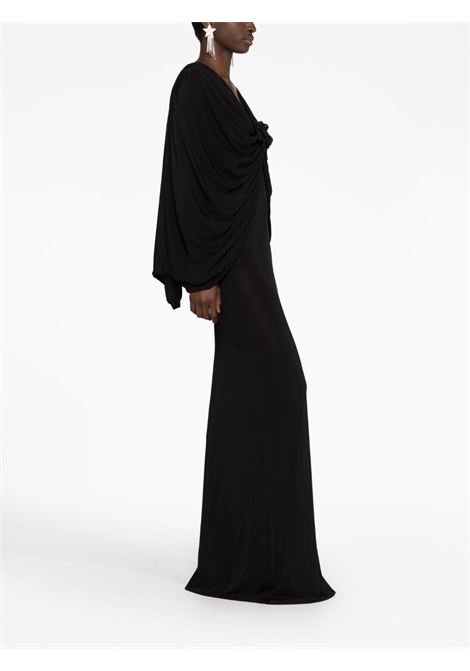 Black floral-appliqu? draped maxi dress - women GIUSEPPE DI MORABITO | PF23091LDF24310