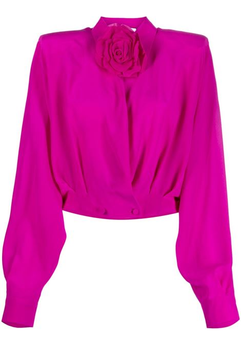 Pink floral-appliqu? cropped shirt - women GIUSEPPE DI MORABITO | PF23201TOF25566