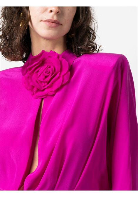 Pink floral-appliqu? cropped shirt - women GIUSEPPE DI MORABITO | PF23201TOF25566
