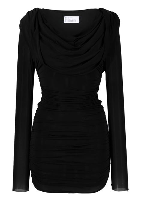 Black cowl-neck ruched minidress - women GIUSEPPE DI MORABITO | PF23313DR24310