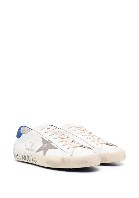 White, grey and blue Super-Star distressed leather sneakers - men GOLDEN GOOSE | GMF00102F00479711554